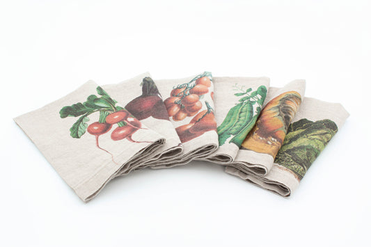 Linen napkins with vegetable print